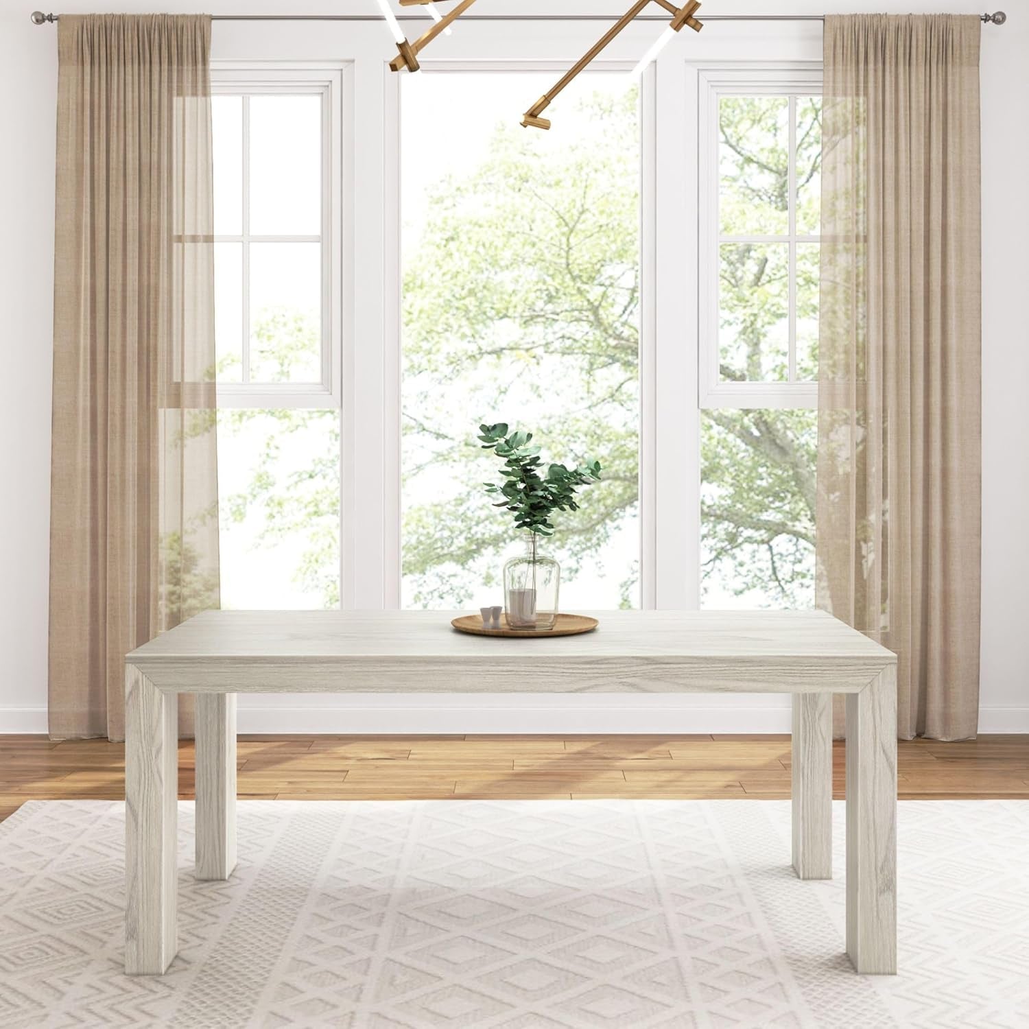72 Inch Modern Wood Dining Table, Solid Wood Rectangular Dining Table