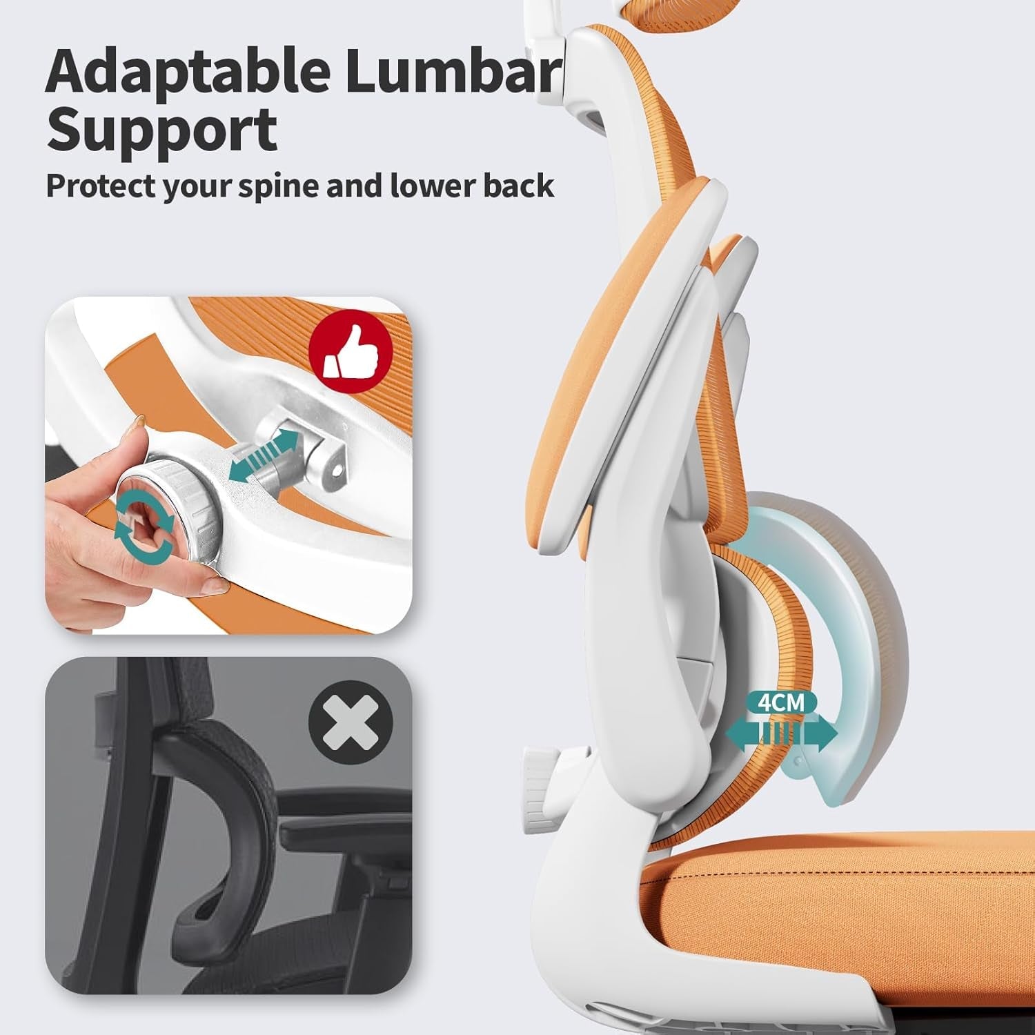 Office Chair Ergonomic Desk Chair, 330 LBS Home Mesh Office Desk Chairs with Wheels, Comfortable Gaming Chair, High Back Office Chair for Long Hours (Orange)-3