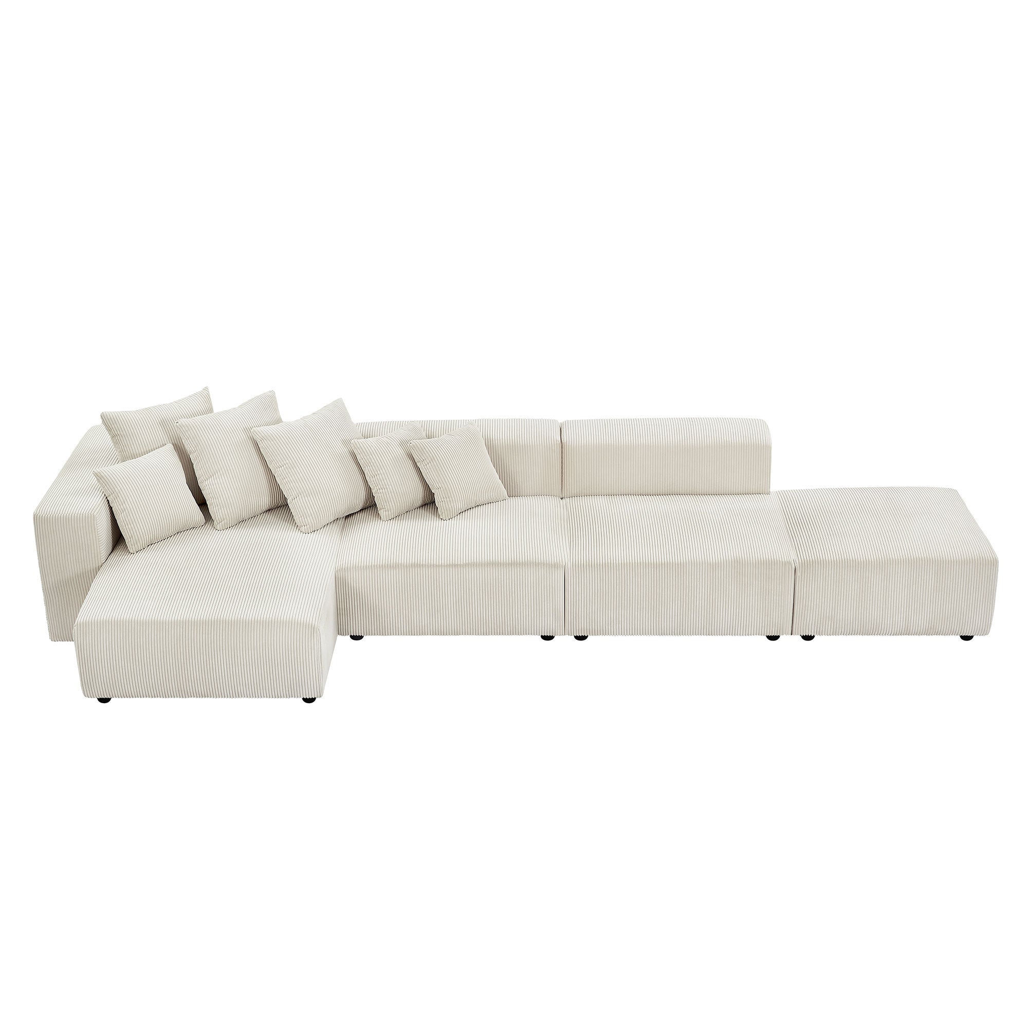 Soft Corduroy Sectional Modular Sofa Set