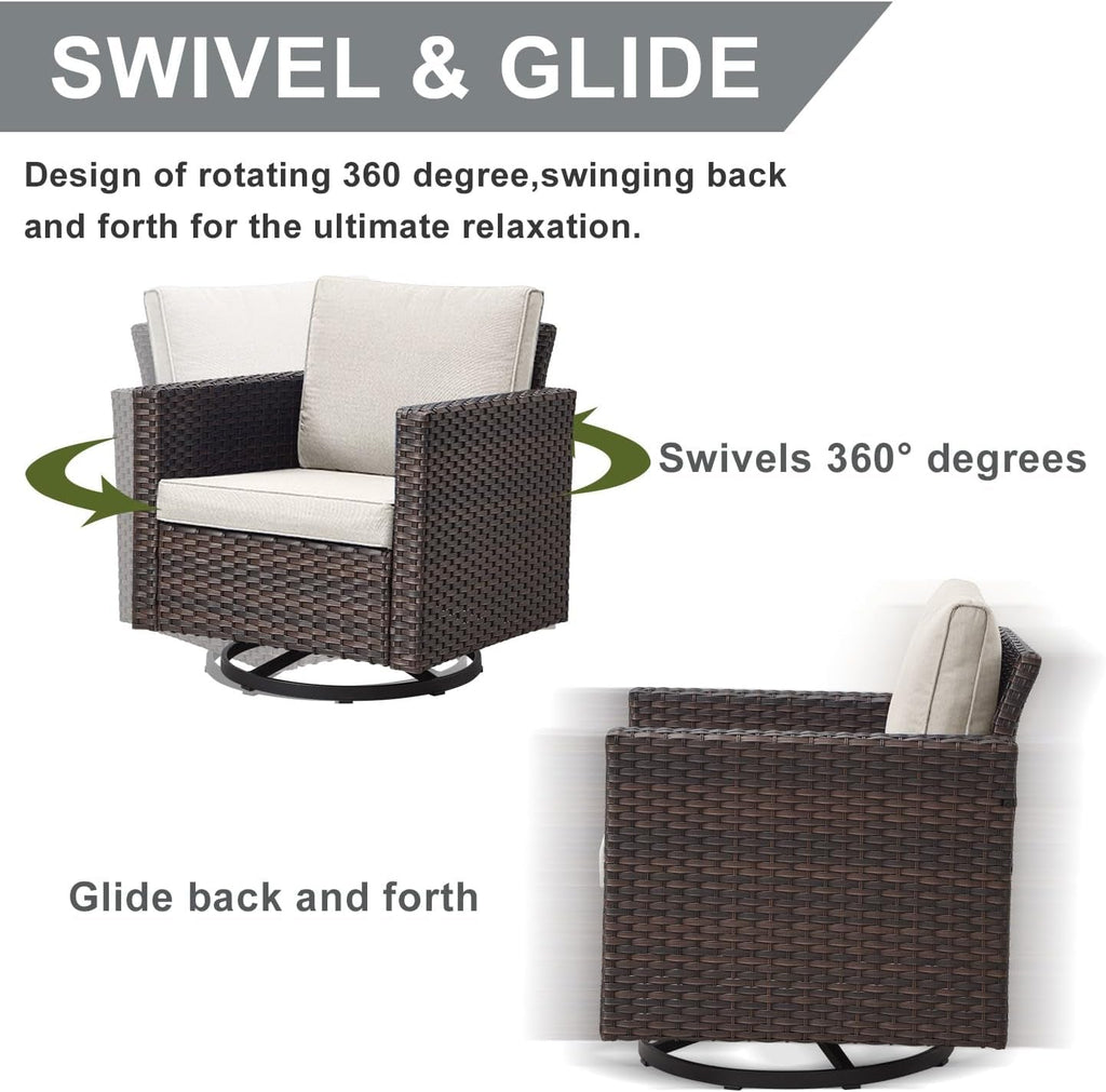 10 Piece Outdoor Sectional Sofa Set with Swivel Chairs-1