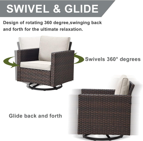 10 Piece Outdoor Sectional Sofa Set with Swivel Chairs-1