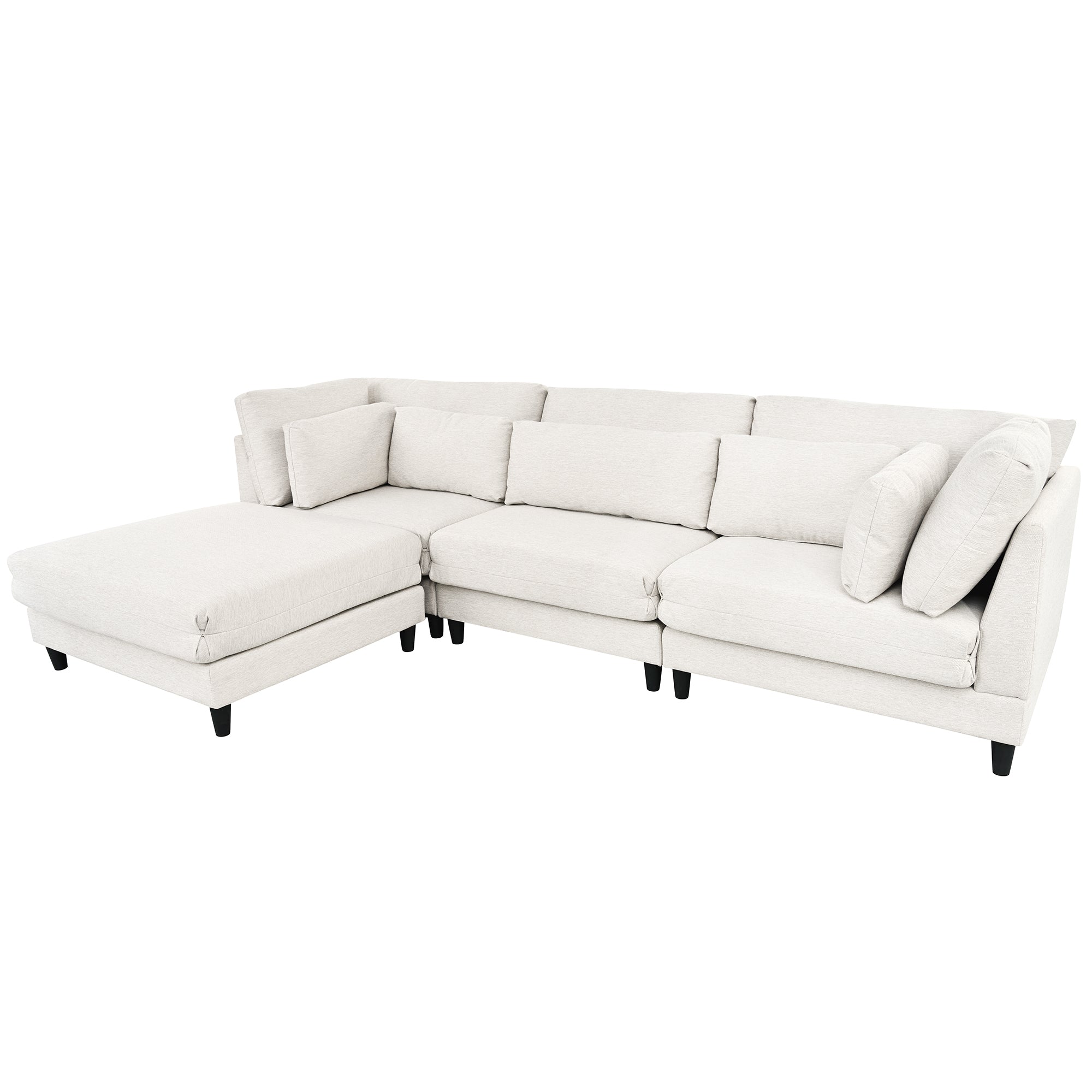 Modern Modular Sectional Sofa with Movable Ottoman