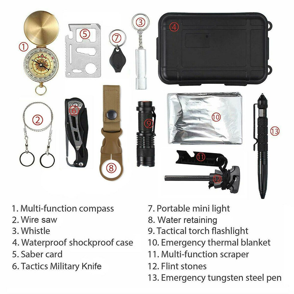 14-in-1 Outdoor Emergency Survival Gear Kit