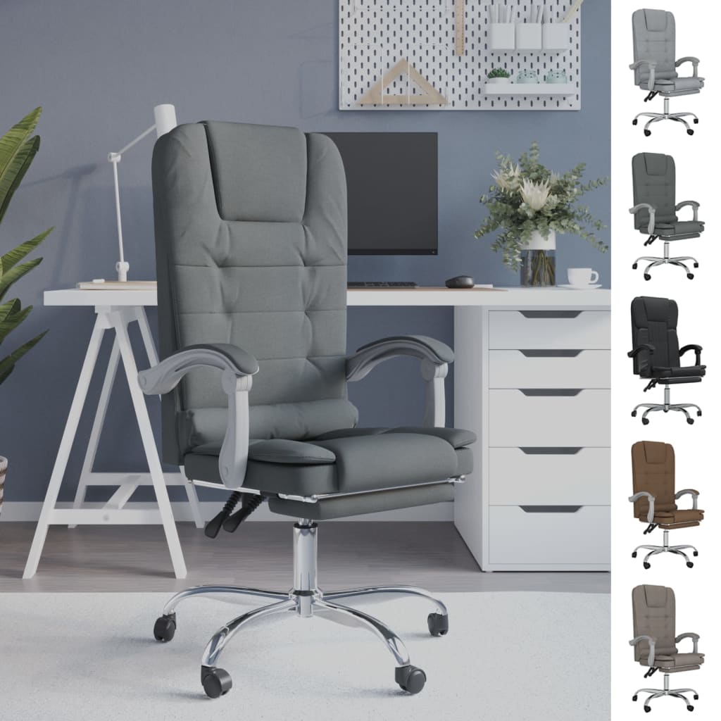 vidaXL Massage Reclining Office Chair Massage Office Adjustable Chair Fabric-3
